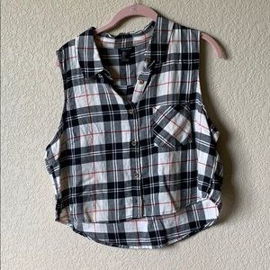 Cropped Flannel Tank Top